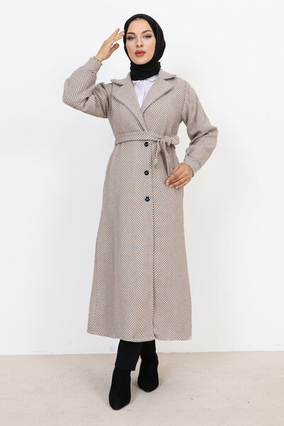 Tesettür Dünyası Dvouřadý límec Buttoned Cape TSD231111 Mink