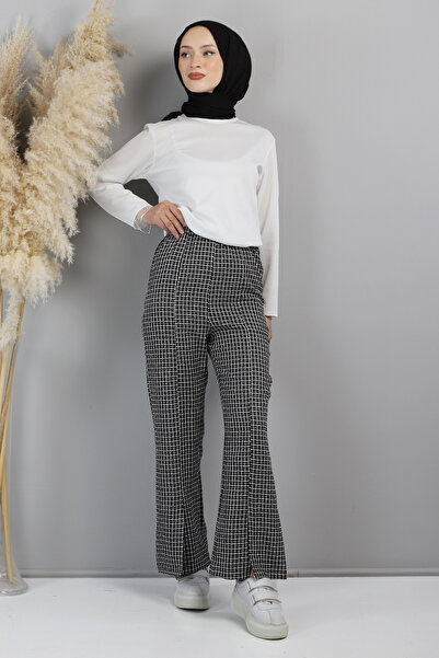 Tesettür Dünyası Παντελόνι με σχιστό πόδι Tsd220705 Μαύρο