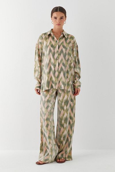 MARKALİSTE Flowy Patterned Suit Green
