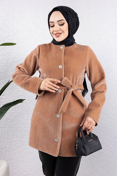 Pia Tesettür Dünyası Fox Camel Ceket - TSD240953