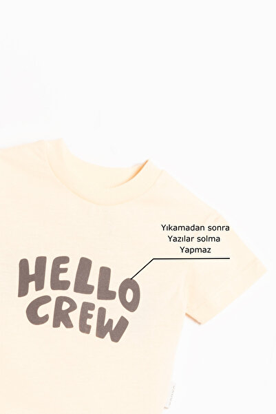 Vauva Baskılı Takım T-Shirt Şort Unisex Bebek Çocuk Baskılı  Yazlık Takım