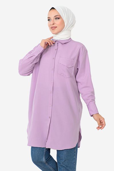 Tesettür Dünyası Tunic with Pockets TSD230903 Lilac