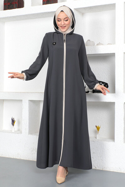 Tesettür Dünyası Barevný konec rukávu hidžáb Abaya Tsd230415 šedý
