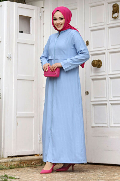 Tesettür Dünyası Pat Detailed Ferace Ferace TSD240212 Baby Blue