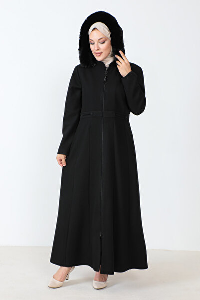 Tesettür Dünyası Kabát na zip po celé délce TSD230803 černý