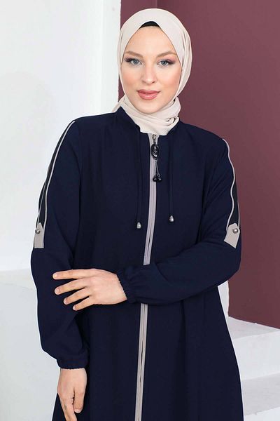 Tesettür Dünyası Μανίκια με κουμπιά Hijab Abaya Tsd230440 Navy Blue