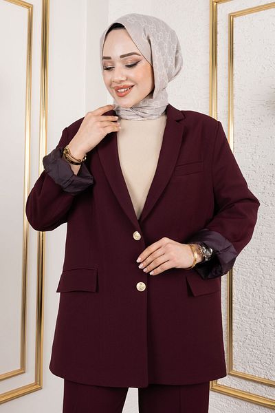 Tesettür Dünyası Claret Red Premium Blazer Suit Tsd 250116