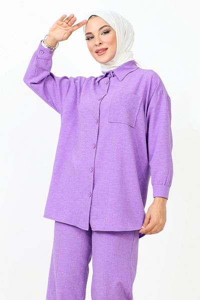Tesettür Dünyası Pocket Detailed Double Suit TSD231009 Lilac
