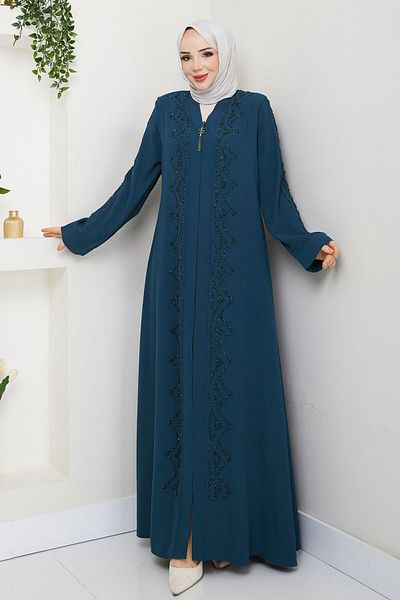 Tesettür Dünyası Indigo V-Neck Abaya TSD250123