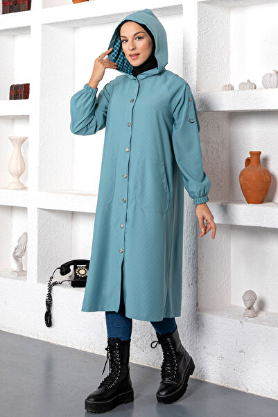Tesettür Dünyası Shoulder Button Detailed Hijab Cape Tsd221201 Mint Green