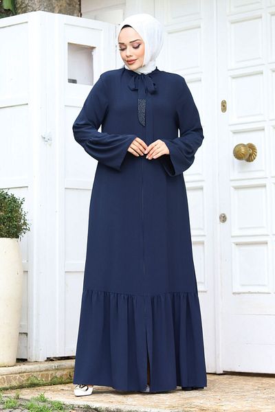 Tesettür Dünyası Λαβή με κολάρο σφονδύλου Λεπτομερές Hijab Ferace TSD240244