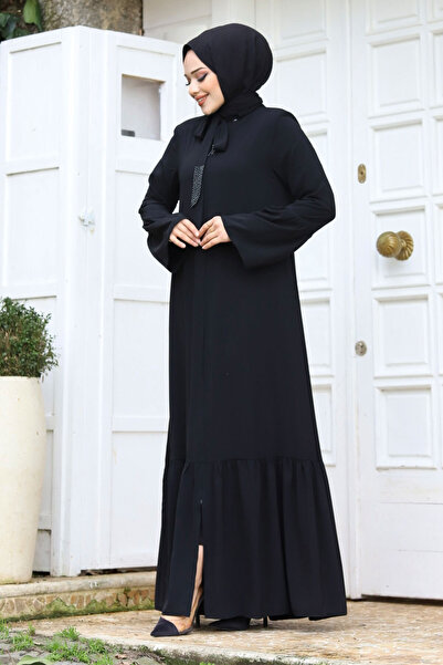 Tesettür Dünyası Λαβή με κολάρο σφονδύλου Λεπτομερές Hijab Ferace TSD240244