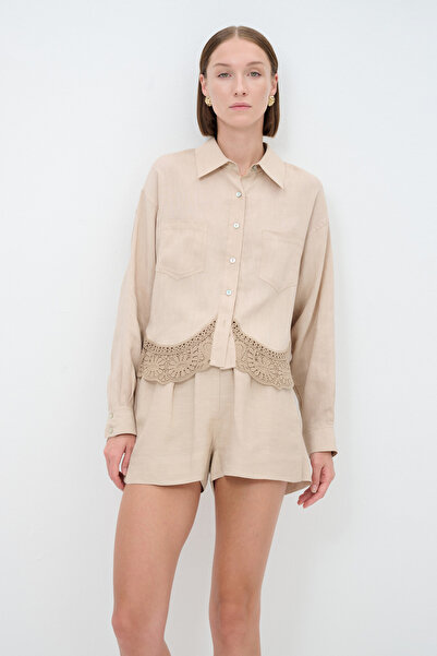 adL Uzun Kol Dantel Detaylı Gömlek