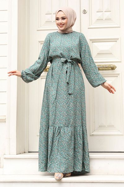 Tesettür Dünyası Kleines Hijab-Kleid mit Blumenmuster TSD240306