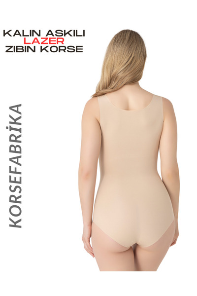 korsefabrika trend mood store Thick Strap Laser Gatherer Snap Fastener Badi Bodysuit Corset