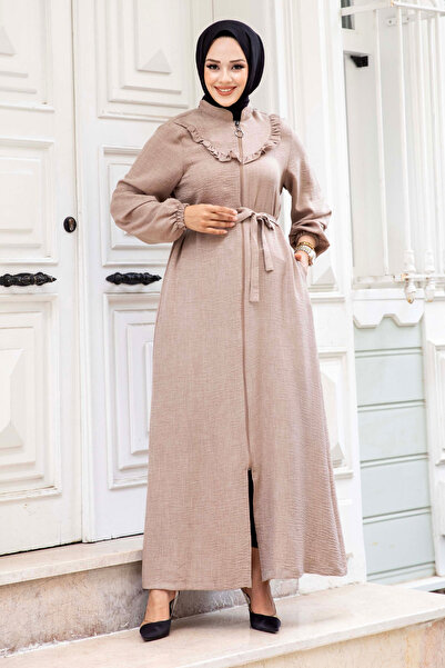 Tesettür Dünyası Mink Hijab Ferace - Λεπτομέρεια βολάν, Φερμουάρ, TSD240510