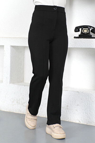 Tesettür Dünyası Παντελόνι με ραβδώσεις Tsd230405 Μαύρο