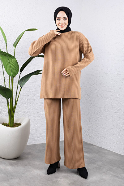 Tesettür Dünyası Σετ πλεκτών βιζόν - TSD με λεπτομέρεια κουμπιού στο μανίκι 240947