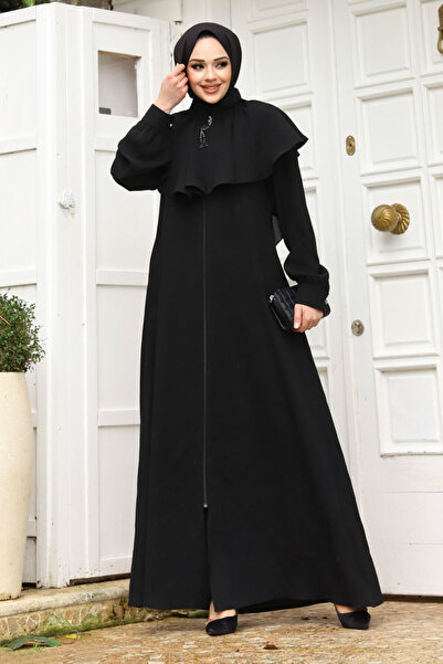 Tesettür Dünyası Ferace TSD s detailem volánků na límci240118 Black