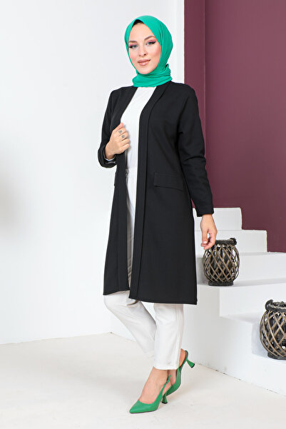 Tesettür Dünyası Ornamental Pocket Jacket Tsd230709 Black