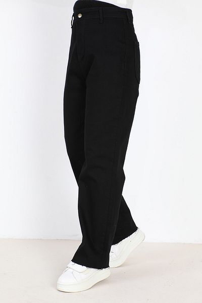 Tesettür Dünyası High Waist Wide Leg Jeans Trousers TSD231008 Black