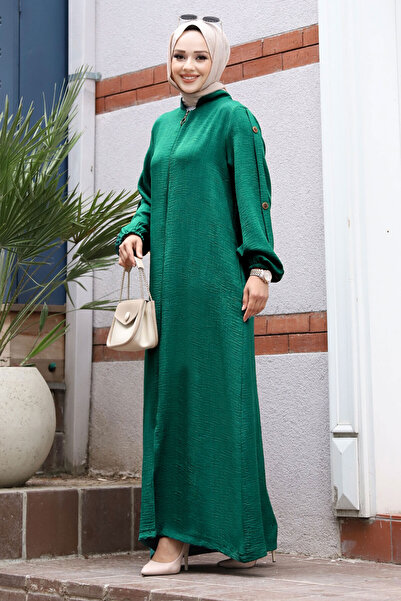 Tesettür Dünyası Back a Pleated Handle Button Detailed Ferace Tsd 240501
