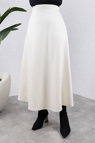 Tesettür Dünyası Ecru Suede Mevlana Sukně - Tsd0036