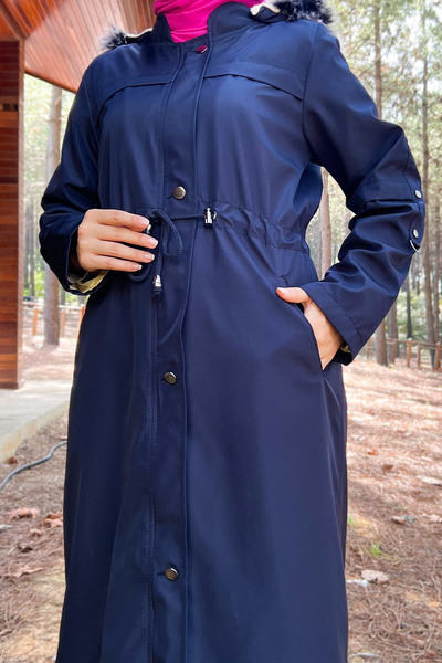 Tesettür Dünyası Bondit kabát függő ujjakkal Tsd220826 sötétkék