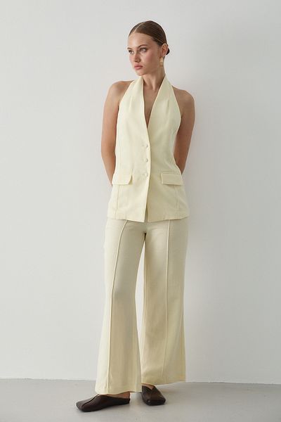 Laluvia Yellow Backless Vest Pants Suit