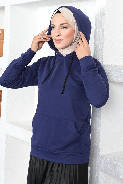 Tesettür Dünyası Φούτερ με κουκούλα Tsd230340 Μωβ