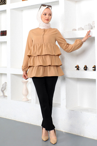 Tesettür Dünyası Vrstvená tunika Tsd230112 Camel