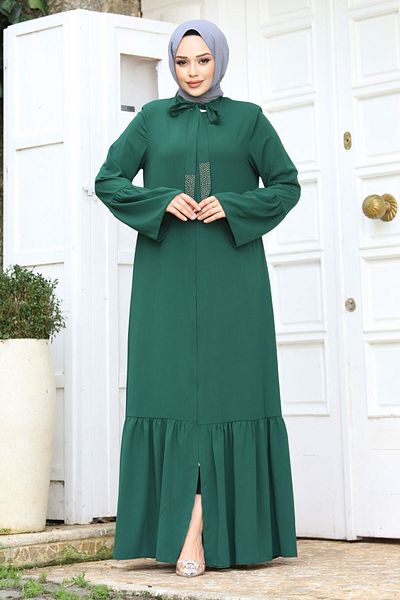 Tesettür Dünyası Λαβή με κολάρο σφονδύλου Λεπτομερές Hijab Ferace TSD240244