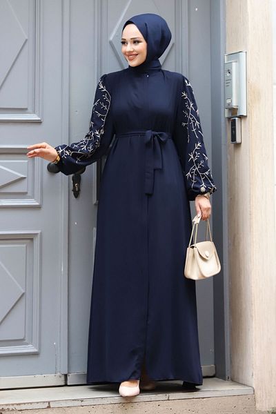 Tesettür Dünyası Κεντημένο μεγάλο μέγεθος Hijab Ferace - TSD240120