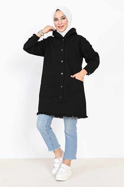 Tesettür Dünyası Tasseled Denim Cap Tsd5504 Black