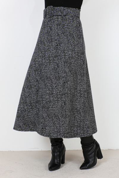 Tesettür Dünyası Zimní vzorovaná sukně Mevlana TSD231017 šedá