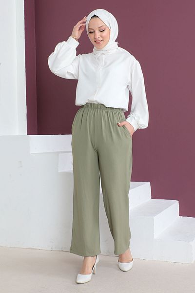 Tesettür Dünyası Pocketed Ayrobin Trousers Tsd230506 Green