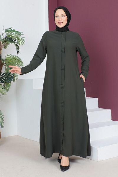 Tesettür Dünyası Κρυφό φερμουάρ Hijab Abaya TSD230414 Χακί
