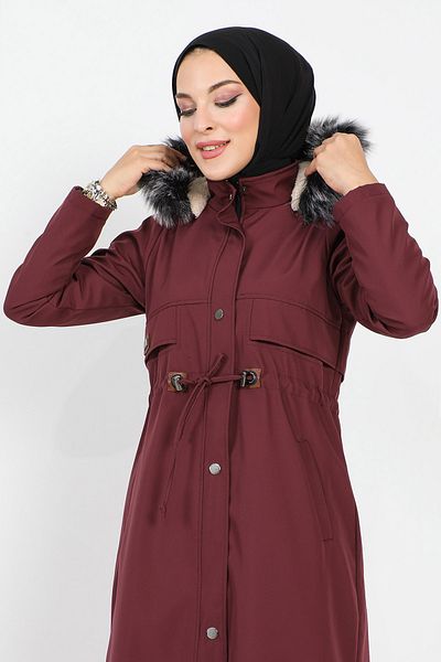 Tesettür Dünyası Lace-up Waist Coat Tsd1932 Plum_copy(1)