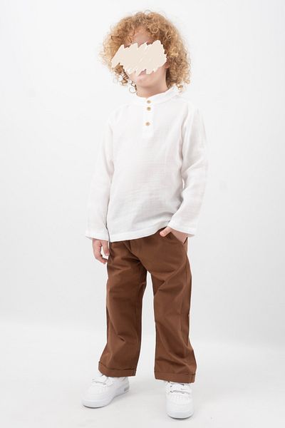 Vauva Unisex Baby Kids Suit - Against 2-Piece Buttoned Cotton Trousers with Muslin Shirt