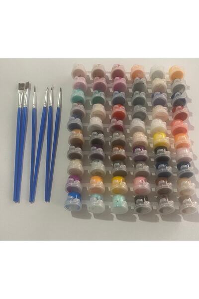 Pastelya Akrilik Boya 60 Renk - 6'lı Fırça Seti -(akrilik Boya Seti : 5mlx60 Renk+ Fırça Seti)