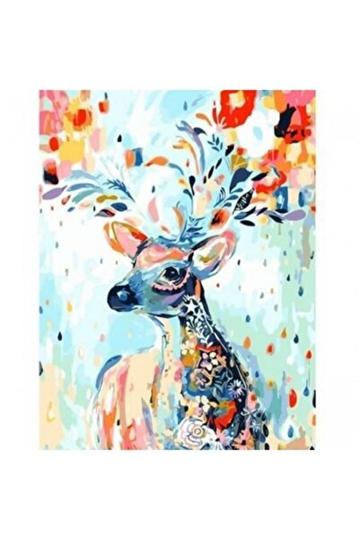 Pastelya Sayılarla Boyama Seti Çerçeveli Kasnaklı Art Geyik 40 x 50 Cm