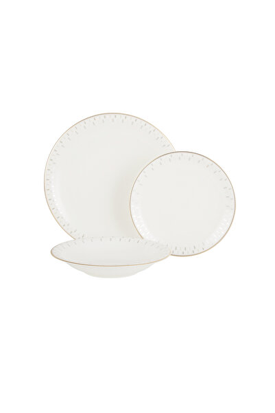 Madame Coco Mabella 6 Kişilik 18 Parça Yemek Takımı - Beyaz/Bej