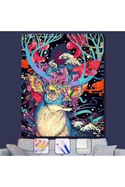 Pastelya Sayılarla Boyama Seti Çerçeveli Kasnaklı Mitoloji Ve Geyik 40 x 50 Cm