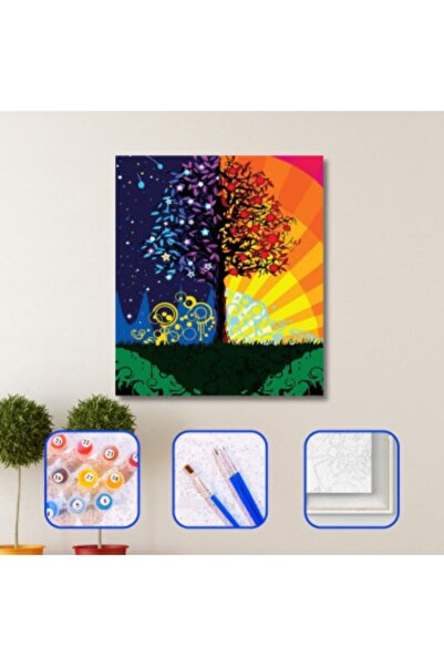 kendinyaphobi Sayılarla Boyama Seti Çerçeveli Kasnaklı Zaman Döngüsü 50 X 65 Cm