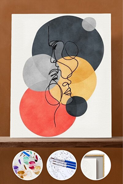 Pastelya Sayılarla Boyama Seti Çerçeveli Kasnaklı Masum Aşk 40x50 cm