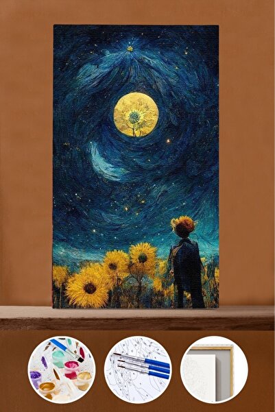 Pastelya Sayılarla Boyama Seti Çerçeveli Kasnaklı Çiçek Çocuk Hayali 40x50