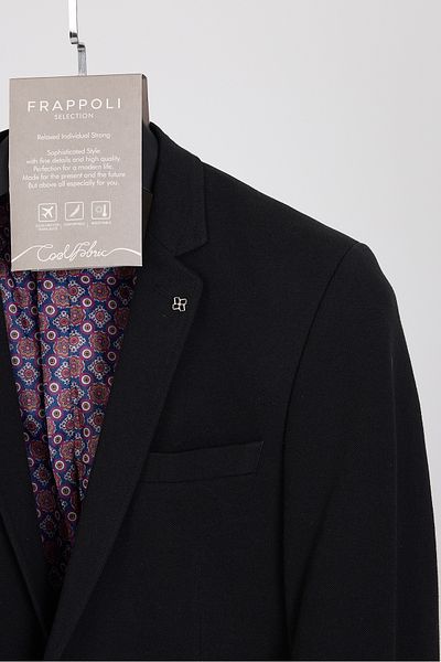 Frappoli 3116 LCS Ανδρικό μαύρο Lycra βαμβακερό ύφασμα Slim Fit Sports Blazer Jacket