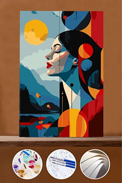 Pastelya Sayılarla Boyama Seti Çerçeveli Kasnaklı Evren Perisi 2 40x50 Cm