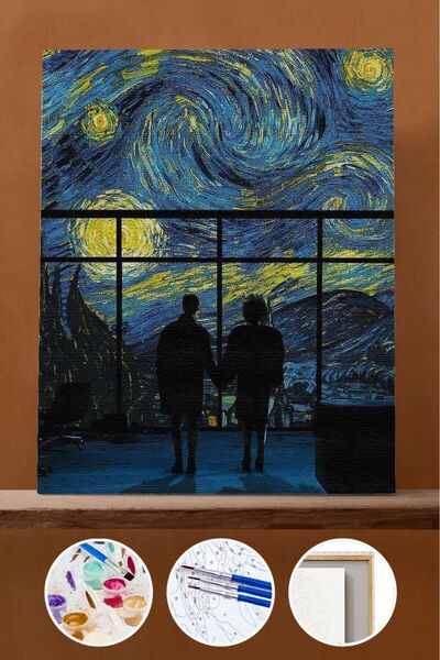 kendinyaphobi Sayılarla Boyama Seti Çerçeveli Kasnaklı Yıldızlı Gecede Elele ...