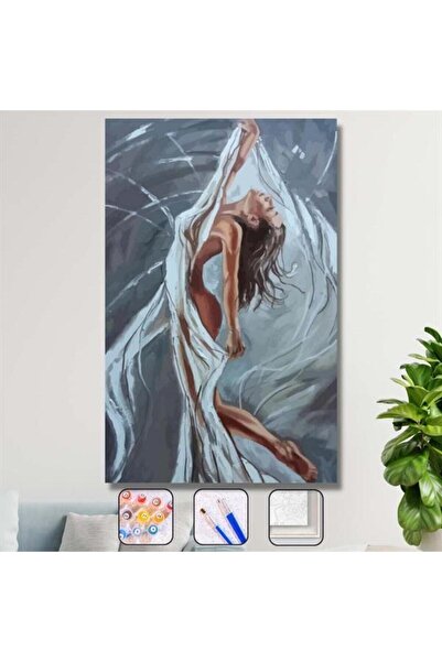 Pastelya Sayılarla Boyama Seti Çerçeveli Kasnaklı Tül Dansı 60 x 75 cm